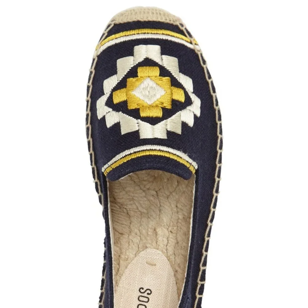 Soludos New Embroidered Platform Espadrilles SlipOn Flats Shoes Women's 9.5